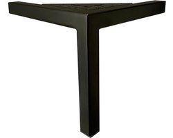 Stalen meubelpoot zwart hoek 18 bij 18 cm en hoogte 16 cm (2 x 2 cm) - Set van 4 stuks