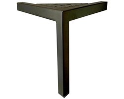 Stalen meubelpoot zwart hoek 18 bij 18 cm en hoogte 22 cm (2 x 2 cm) - Set van 4 stuks
