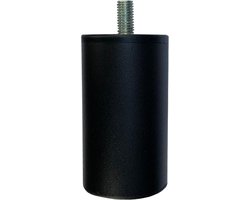Stalen meubelpoot zwart rond ø 5 cm en hoogte 9 cm (M10) - Set van 4 stuks