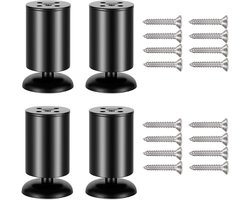 Stalen Meubelpoten 8 cm - Set van 4 - Stil en Veilig voor Bank, Bed en Koffietafel met Rubber Mat
