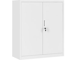 Stalen Opbergkast met 2 Deuren - Grijze Archiefkast voor Kantoor en Thuisgebruik - 106 cm Hoog