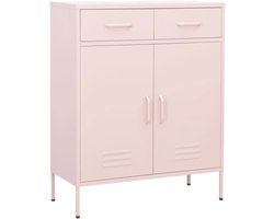 Stalen Opbergkast met Lades en Planken 80x35x101.5cm Roze