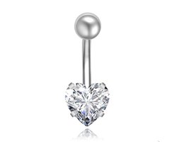 Stalen Piercing voor Navel - Heart Silver