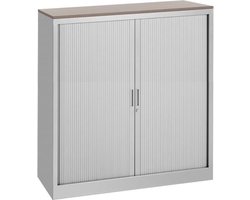 Stalen roldeurkast 135x120x43cm bladkleur Beuken framekleur Wit (RAL9010)