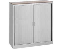 Stalen roldeurkast 135x120x43cm bladkleur Kersen framekleur Aluminium (RAL9006)