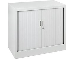 Stalen roldeurkast 69x80x43cm topblad Beuken framekleur Wit (RAL9010)