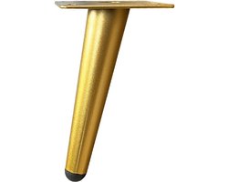 Stalen schuine meubelpoot goud conisch ø 3,5 cm / 2 cm en hoogte 15 cm - Set van 4 stuks