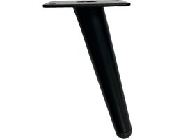 Stalen schuine meubelpoot zwart conisch ø 3,5 cm / 2 cm en hoogte 15 cm - Set van 4 stuks