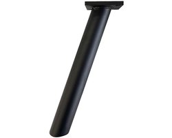 Stalen schuine meubelpoot zwart rond ø 3 cm en hoogte 22 cm - Set van 4 stuks