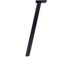 Stalen schuine meubelpoot zwart vierkant 2,5 bij 2,5 cm en hoogte 42 cm - Set van 4 stuks