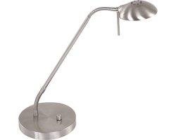 Stalen tafellamp Biron 1 lichts 7502ST met draaibare en kantelbare arm, 17 cm voetplaat, 185 cm snoer, klassiek design, Mexlite