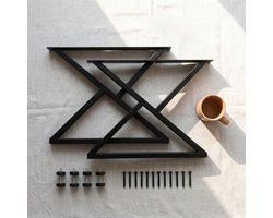 Stalen tafelpoten - 60 x 43 cm - set van 2 X - vormige bureaupoten met verstelbare glijders en schroeven - zwart