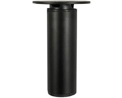 Stalen verstelbare meubelpoot zwart rond ø 3 cm en hoogte 9,5 cm - Set van 4 stuks