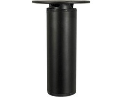 Stalen verstelbare zwarte ronde meubelpoot - 9,5 cm - stalen poten voor bank, kast en bed - verstelbaar tot 13,5 cm