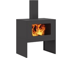 Stalen Vuurkorf met Schoorsteen 60x40x96 cm Zwart voor Terras en Tuin