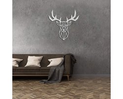 Stalen Wanddecoratie Hert in Zilverkleur - Modern Abstracte Muurdecoratie