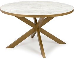 Stalux Eettafel - Tafel Daan - Luxe Design - Duurzaam Materiaal - Stijlvol Uiterlijk - Wit Marmer - 120 cm