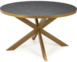 Stalux Eettafel - Tafel Daan - Luxe Design - Duurzaam Materiaal - Stijlvol Uiterlijk - Zwart Marmer - 135 cm