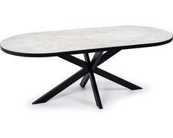 Stalux Eettafel - Tafel Noud - Luxe Design - Duurzaam Materiaal - Stijlvol Uiterlijk - Wit Marmer - 180 cm