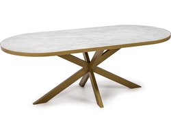 Stalux Eettafel - Tafel Noud - Luxe Design - Duurzaam Materiaal - Stijlvol Uiterlijk - Wit Marmer - 240 cm