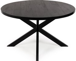 Stalux Ronde Eettafel - Tafel Daan - Duurzaam Design - Hoogwaardige Materialen - Stijlvol Zwart - Zwart/Zwart Eiken - 120cm