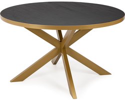 Stalux Ronde Eettafel - Tafel Daan - Tafel Daan - Duurzaam Design - Hoogwaardige Materialen - Stijlvol - Goud/Zwart Eiken - 120cm