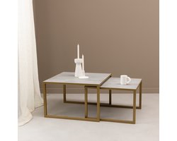 Stalux Salontafelset - Set Lisa - Duurzaam ontwerp - Moderne uitstraling - Eenvoudige montage - Beton - 65 cm