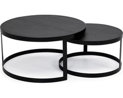 Stalux Salontafelset - Set Saar - Duurzaam ontwerp - Eenvoudige montage - Modern design - Zwart Eikenhout - 80 cm