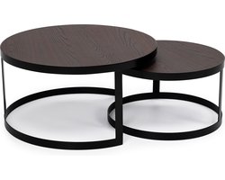Stalux Salontafelset - Set Saar - Duurzaam ontwerp - Eenvoudige montage - Stijlvol design - Bruin - 80 cm