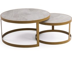 Stalux Salontafelset - Set Saar - Duurzaam ontwerp - Moderne uitstraling - Eenvoudige montage - Beton - 80 cm