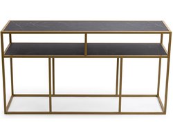 Stalux Side-table - Bijzettafel Teun - Luxe Design - Duurzaam Materiaal - Eenvoudige Montage - Zwart Marmer - 150 cm