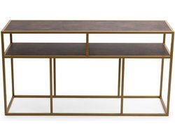 Stalux Side-table - Bijzettafel Teun - Uniek Design - Duurzaam Materiaal - Eenvoudige Montage - Bruin Lederlook - 150 cm