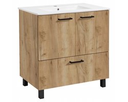 STAMAR - Badkamerkast met wastafel 70 cm staand met lade en deuren - wastafelmeubel - badkamermeubel
