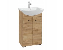 STAMAR - Badmeubel 45cm met Wastafel 50cm Staand Klein Deuren - Eiken Craft Goud