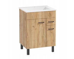 STAMAR - Badmeubel met Wastafel Staand 60 met Plank en Lade - Gouden