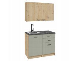 STAMAR - Keukenkast 100cm met Kasten + Aanrechtblad - Keuken meubel - Eik artisan