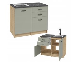 STAMAR - Keukenkast 100cm met Kasten + Aanrechtblad - Keuken meubel - Eik artisan