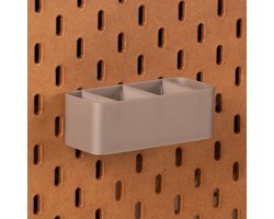 Standaard bakje voor Ikea Skadis pegboard 12x5x4 cm - Zilver - Met tussenschotjes - Opberger