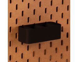 Standaard bakje voor Ikea Skadis pegboard 12x5x4 cm - Zwart - Met tussenschotjes - Opberger