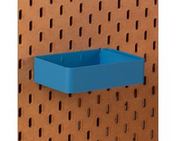 Standaard bakje voor Ikea Skadis pegboard 16x10x4 cm - Blauw - Met tussenschotjes - Opberger