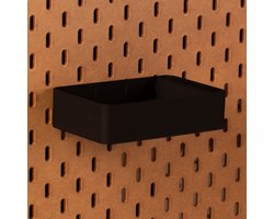Standaard bakje voor Ikea Skadis pegboard 16x10x4 cm - Zwart - Met tussenschotjes - Opberger