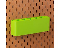 Standaard bakje voor Ikea Skadis pegboard 24x5x8 cm - Groen - Met tussenschotjes - Opberger