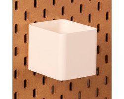 Standaard bakje voor Ikea Skadis pegboard 8x10x8 cm - Wit - Met tussenschotjes - Opberger