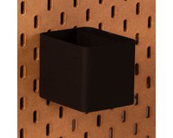 Standaard bakje voor Ikea Skadis pegboard 8x10x8 cm - Zwart - Met tussenschotjes - Opberger