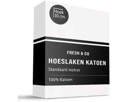 Standaard hoeslaken - Maat: 160 x 200 cm - Katoen - Wit - Fresh & Co