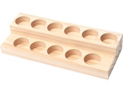 Standaard Nagellak Organizer - Opbergdoos voor Etherische Oliën en Cosmetica - Display Rek met 11 Gaten - Tweelaags Opbergrek van Grenenhout nagellak opbergen