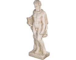 Standbeeld Apollo - Tuinfiguur Decoratie - Buiten Decoratie - Weerbestendig Kunststeen - 85 cm Hoog - Antiek Beige