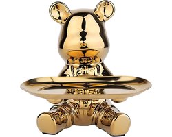 Standbeeld, beer-figuur, decoratief dienblad, beren-sculpturen met decoratief dienblad, teddybeer, decoratieve figuren, sleutelschaal, decoratieve schaal voor dessert, cosmetica, sieraden