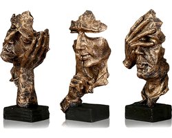 Standbeelden sculpturen 3 stuks figuren decoratie moderne en decoratie sculpturen decoratie modern beeld decoratie en sculptuur decoratie en buste decoratie kantoor woonkamer slaapkamer rek standbeeld (goud)