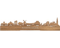 Standing Skyline Amstelveen Eikenhout - 40 cm - Woon decoratie om neer te zetten en om op te hangen - Meer steden beschikbaar - Cadeau voor hem - Cadeau voor haar - Jubileum - Verjaardag - Housewarming - Aandenken aan stad - WoodWideCities